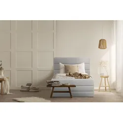 Polsterbett OTTO PRODUCTS "Merrit", beige, B:103cm H:124cm L:214cm, Struktur (70% recyceltes Polyester, 30% Polyester), Betten, Polsterbett Polsterbett ohne Bettkasten, Quernaht im Kopf- und Fußteil, in 5 Breiten, auch in 220 cm Länge