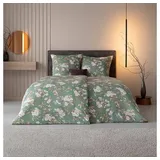 Estella Bettwäsche Estella Mako Jersey Bettwäsche Frida salbei Rosen beige 6348-, Mako-Jersey, 2 teilig, grün