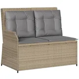 vidaXL Gartenbank Verstellbar mit Kissen Beige Poly Rattan