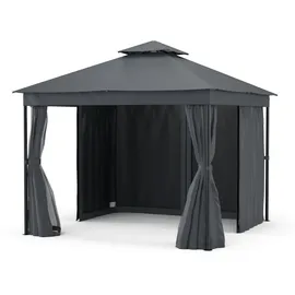 Blumfeldt Mondo Dual Pavillon 3 x 3 m inkl. Moskitonetz Silber