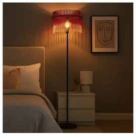 GLOBO Stehlampe Standlampe Schlafzimmerlampe schwarz Retro LED Beistelllampe rot 152cm