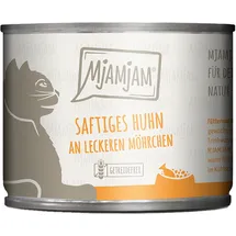 MjAMjAM Sparpaket: 24x200g MjAMjAM saftiges Huhn an leckeren Möhrchen Katzenfutter nass