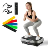 Vibrationsplatten-Trainingsgerät, 6 Trainingsmodi & 200-Level-Ganzkörper-Vibratorplatte für Lymphdrainage, 400-Pfund-Shake-Fitnessplattform mit Widerstandsbändern