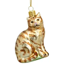 SIKORA Katze Glas Figur Weihnachten Anhänger Ornament - Meisterstücke - BS705, Variante:rot getiegert