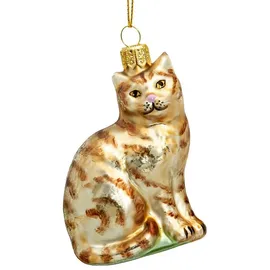 SIKORA Katze Glas Figur Weihnachten Anhänger Ornament - Meisterstücke - BS705, Variante:rot getiegert