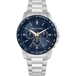 Trussardi Uhren-Set Edelstahl blau, silber Herren 