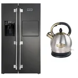 Kaiser Küchengeräte Kühl-/Gefrierkombination 178 cm hoch 91.1 cm breit Side-by-Side Kühlschrank No Frost 556 l+Wasserkocher Kontroll LED 2L KS 90500 RS N+WK 2000 R, 178 cm hoch, 91.1 cm breit, Side-by-Side Kühlschrank No Frost 556 l+Wasserkocher Kontroll LED 2L schwarz