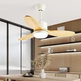 Uziqueif Deckenventilator Holz mit Licht, 36 42 52 Zoll Deckenventilator Mit Beleuchtung Und Fernbedienung, Dimmbarer,Deckenventilatoren Mit Beleuchtung, Ventilator Für Schlafzimmer Küche,B,42IN