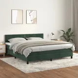 vidaXL Boxspringbett mit Matratze Dunkelgrün 160x200 cm Samt