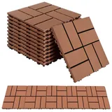 PFCTART Terrassendielen Terrassenfliesen mit Klicksystem, Kunststoff Bodenfliesen, 4,09 m2, BxL: je 30.48x30.48 cm, 20 mm Stärke, (Set, 44-St., 30,48×30,48 cm, für Balkon, Terrasse, Garten & Innenbereich), Einfache Installation, wetterfest & pflegeleicht, Rutschfest braun|rot