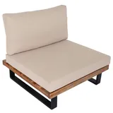 Mendler Lounge-Sessel HWC-H54, Garten-Sessel, Spun Poly Akazie Holz Aluminium ~ hellbraun, Polster beige