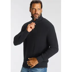 Troyer H.I.S, Herren, Gr. M (48/50), schwarz, Strick, Obermaterial: 50% Baumwolle, 50% Polyacryl, unifarben, Basic, normal, Langarm Rippstrickbündchen, Pullover, mit Logo-Reißverschluss