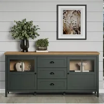 trendteam Sideboard 119 x 84 x 35 cm Tannengrün / Eiche grün