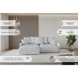 altdecor Ecksofa Cord 2-Sitzer Grau