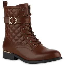 Damen Übergrößen Schnürstiefeletten in Hellbraun