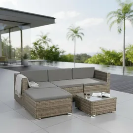 MuCoLa Polyrattan Lounge-Set 5-tlg. grau