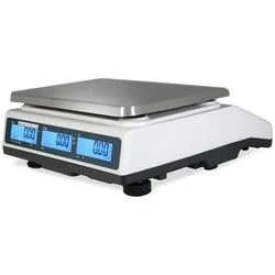 Handelsübliche Waage Gewicht-Preis-Menge 30kg mit POS für die Gastronomie. Küchenwaage für Bars, Restaurants, Metzgereien und Feinkostläden.
