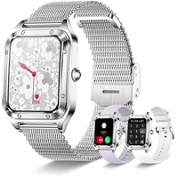 Smartwatch Damen, 1,59" Touchscreen Smart Watch mit Telefonfunktion, Wasserdicht Fitnessuhr mit Pulsmessung, Schlafüberwachung, Schrittzähler, Multi-Sportmodi Fitnessuhr für Android iOS