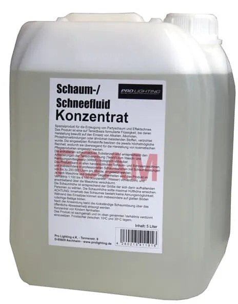 Pro Lighting Schaum-/ Schneefluid FOAM Konzentrat 5L, Made in Germany ergibt 125 - 500 LITER