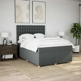 vidaXL Boxspringbett 140 x 200 cm Dunkelgrau