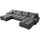 bromarkt Ecksofa NUBES Schlaffunktion Bettkasten U-Form 372x184x85cm Grau - Grau