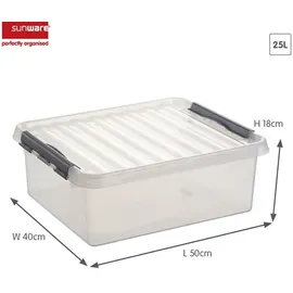 SUNWARE Q-Line Aufbewahrungsbox 50 x 40 x 18 cm 3-tlg. transparent/silber