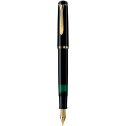 Pelikan M200, Schwarz, Gold, Integriertes Befüllsystem, Harz, Gold, Kursiv nib,