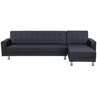 P & B Ecksofa, Schwarz, Textil, 4-Sitzer, L-Form, 107x82x91 cm, Liegefunktion, Wohnzimmer, Sofas & Couches, Wohnlandschaften, Ecksofas