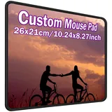 Personalisiertes Mauspad mit Ihrem Foto, Logo, Text oder Design, rutschfeste Gummimatte Benutzerdefiniertes Bild Geschenk Bürozubehör 26x21 cm