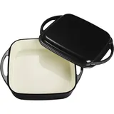 Echtwerk Universalbräter und Pfanne 2-in-1 Set, Gusseisen Auflaufform mit Deckel, Gusseisentopf mit Emaille-Beschichtung, Für Backöfen, Grill, BBQ und Induktion geeignet, Schwarz,