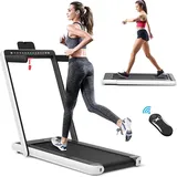 COSTWAY 2 in 1 Walking Pad & Laufband, App-kontrolliert, Bluetooth, LED Display, 1-12 km/h, bis 120kg belastbar, inkl. Handyhalterung, klappbar (We... - Weiß