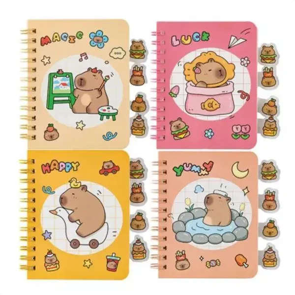Notizblock mit Capybara-Muster – 64 Blatt, 9 x 11 cm, verschiedene Designs