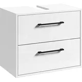 Badplaats Waschbeckenunterschrank Florence 60 x 35 cm Weiß Hochglanz - Hängender Badezimmerschrank mit 2 Schubladen - Weiß