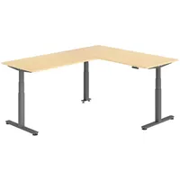 Bümö Eckschreibtisch, Ahorn, Graphit, Nachbildung,Ahorn, Rechteckig, 180x74x240 cm, FSC