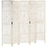 vidaXL Raumteiler Handgeschnitzt Weiß 200×165cm Mango Massivholz