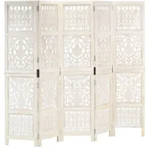 vidaXL Raumteiler Handgeschnitzt Weiß 200×165cm Mango Massivholz