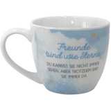 Dekohelden24 Maxi - Kaffeebecher/Tasse aus Porzellan, Motiv: Freunde sind wie Sterne, Größe H/Ø: 9,2 x 10,5 cm, Fassungsvermögen 400 ml, Spülmaschinengeeignet.