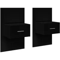 VidaXL Wand-Nachttische mit LED-Leuchten 2 Stk. Schwarz