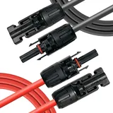 QILUCKY Profi-Verbindungskabel Verlängerungskabel 6mm2/4mm2 Solarkabel inkl. montierter beidseitig Solarstecker, rote und Schwarze Linien (4mm2/5m)