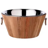 Edzard Champagnerkühler Montgomery (Ø 46 cm, Höhe 23 cm) Teakholz, Edelstahl hochglanzpoliert, mit Griffen