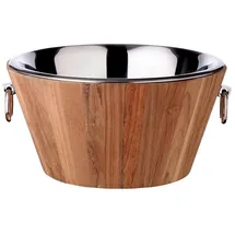 Edzard Champagnerkühler Montgomery (Ø 46 cm, Höhe 23 cm) Teakholz, Edelstahl hochglanzpoliert, mit Griffen