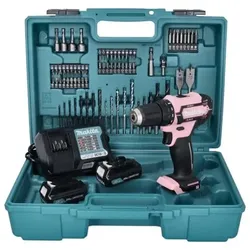Akku-Bohrschrauber Pink 12V Set