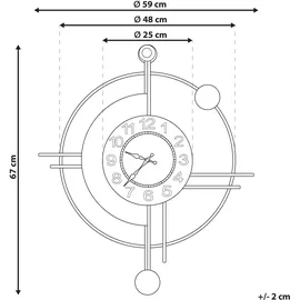 Beliani Wanduhr ALLOGNY 59 cm 59x67x1 Gold/Schwarz