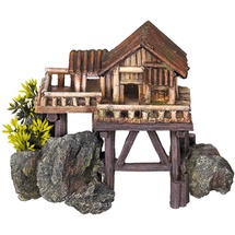 Nobby Aqua Ornaments HOLZHAUS mit Pflanzen 23 x 12,3 x 17 cm