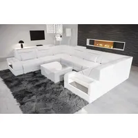 Sofa Dreams Wohnlandschaft Leder Designer Sofa Trivento U Form Ledersofa, Couch wahlweise mit Bettfunktion weiß