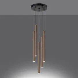 Sollux Lighting Pastelo 5-flg. 25 cm rund Holz beige