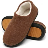 Mishansha Warme Hausschuhe Herren Winter Pantoffeln Herren Hausschuh Männer Memory Foam Slippers Geschlossen Fell Hauspantoffeln Braun,Gr.47 - 47 EU