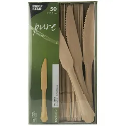 50x PAPSTAR 'pure' Holzmesser pure 20,5 cm natur in schönem Vintage Design