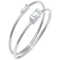 Elli Stapelringe Zirkonia Rechteck 2er Set 925 Silber 56 Damen