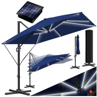 KESSER Ampelschirm LED Solar 300 x 300 cm navyblue inkl. Abdeckung